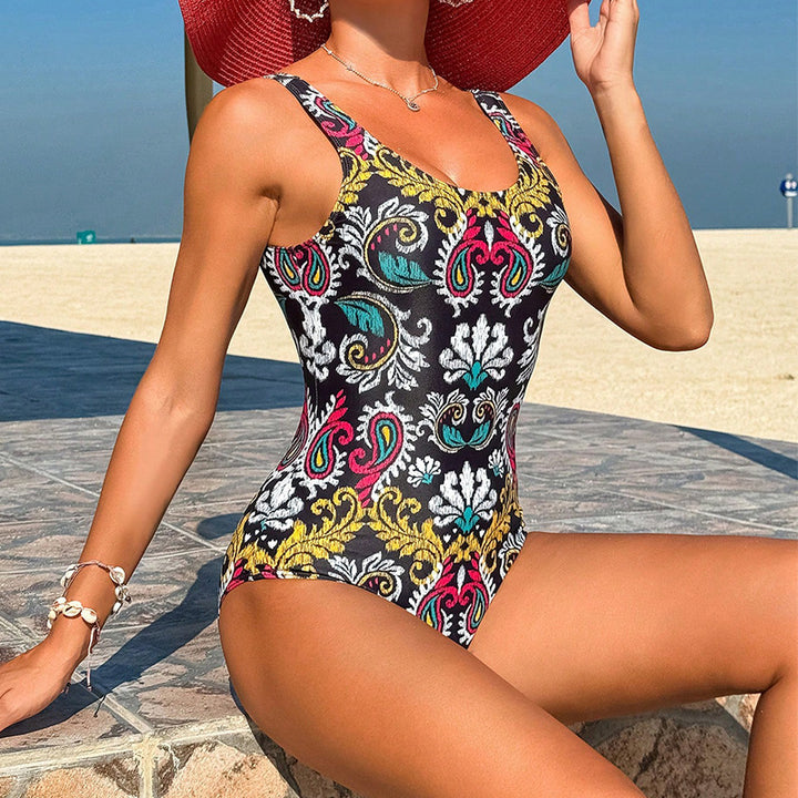 Dame én dele badebod med farverigt paisley design Skovae