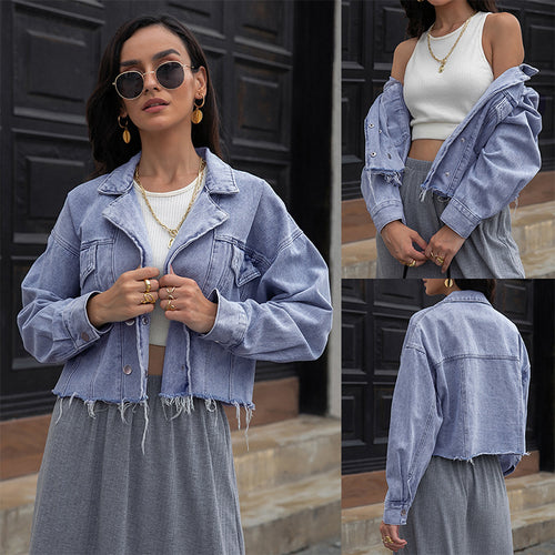 Dame fritid cropped top med afslappet jeansjakke Stilla