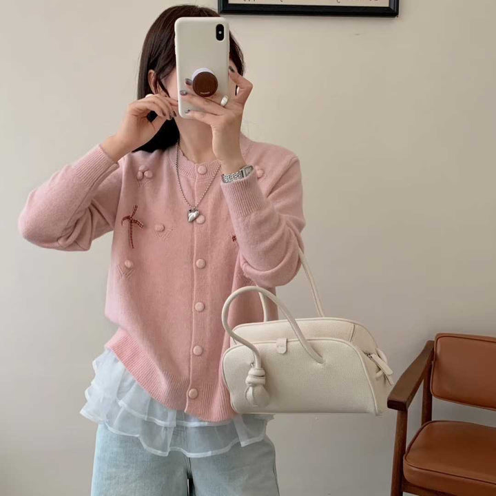 Dame Fashionable Cardigan med Dekorative Detaljer Stilla