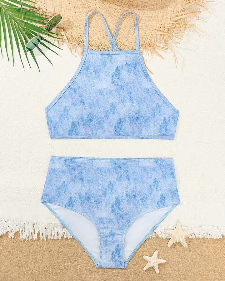 Dame bikini-sæt med kreative grafikdetails og justerbare stropper Stilla