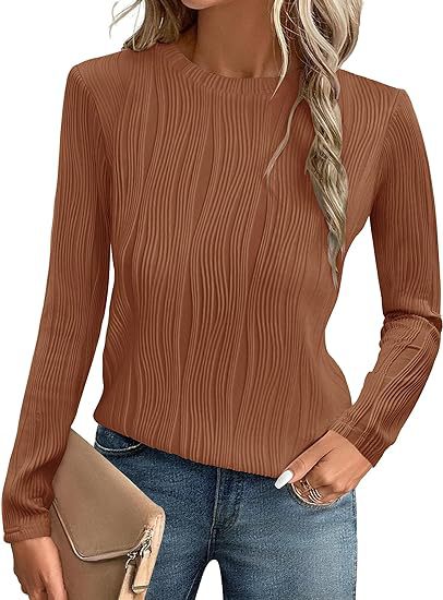 Dame Elegant Langærmet Bluse med Struktur Stilla