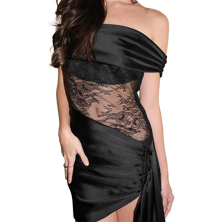Dame Off-Shoulder Spids-Detail Aftenkjole Stilla