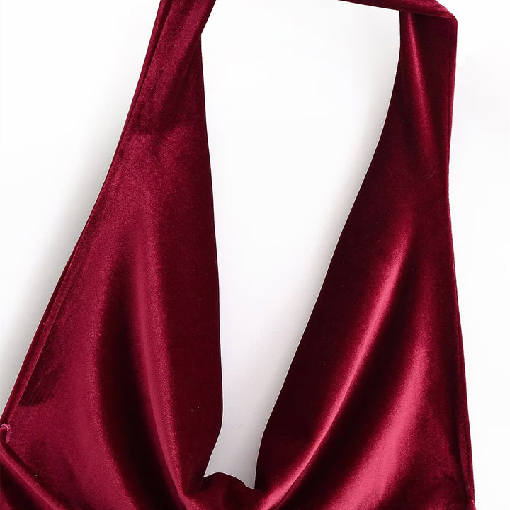 Dame elegant maxikjole med dyb V-udskæring og flydende satin-finish Skovae