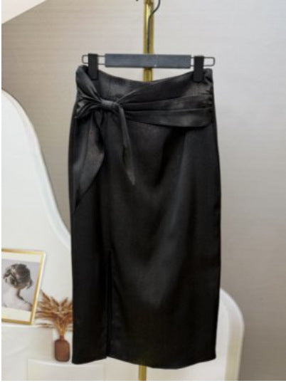 Dame Midi-nederdel med elegant indpakningslook og sidelæg Stilla