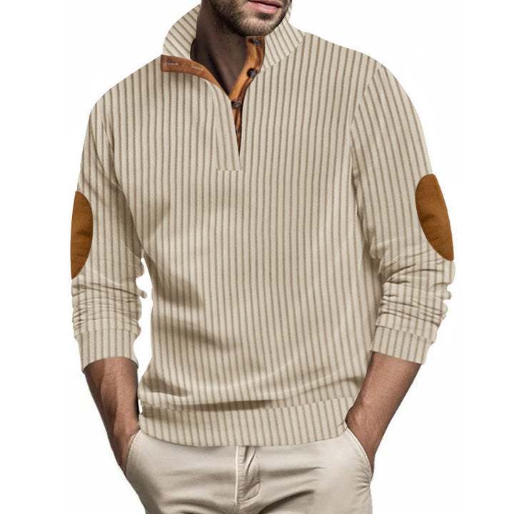Herrer elegant sweater med ståkrave og kontrastknapper Stilla