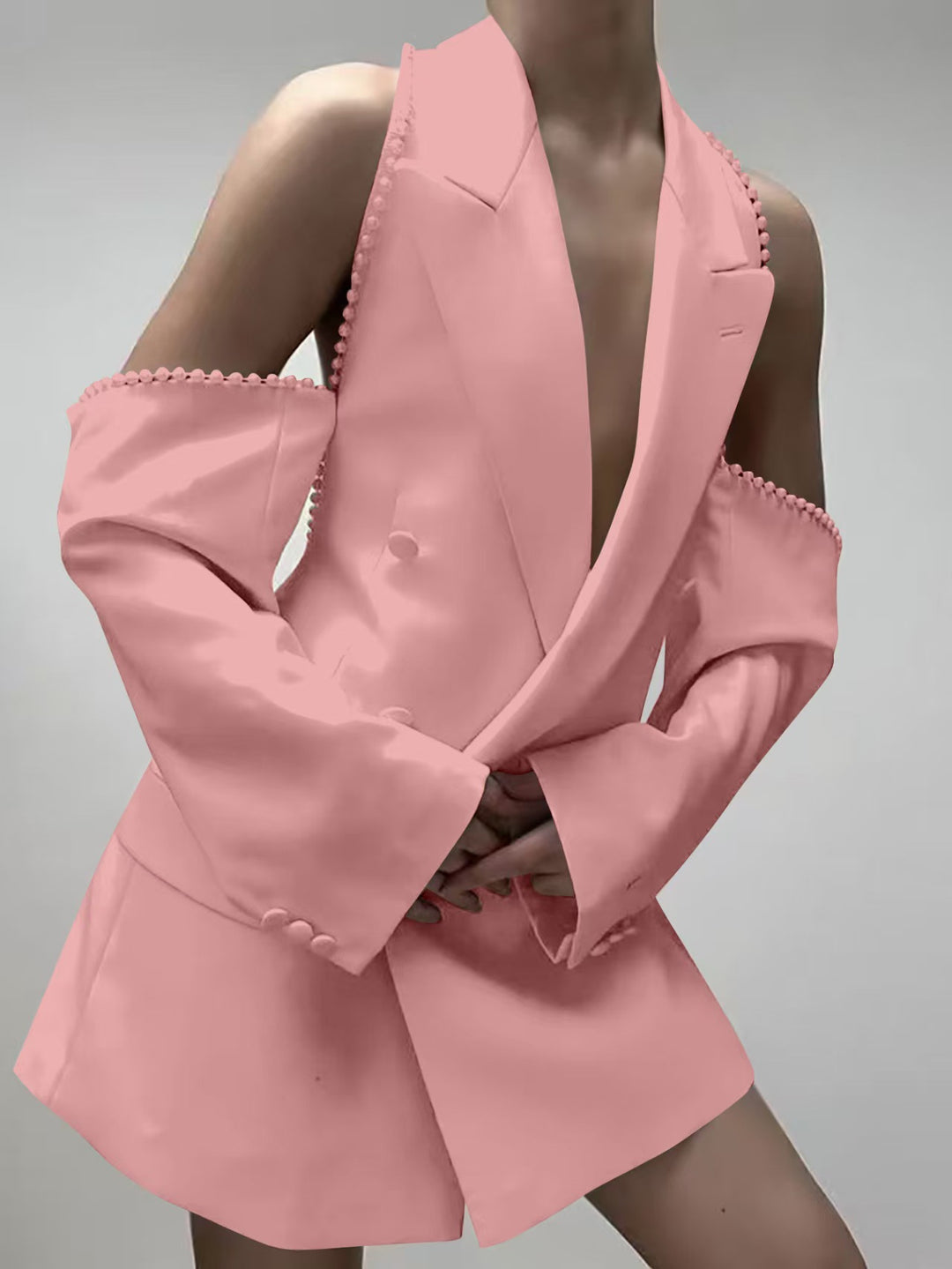 Dame elegant oversized blazer med aftagelige ærmer og strukturerede detaljer Stilla