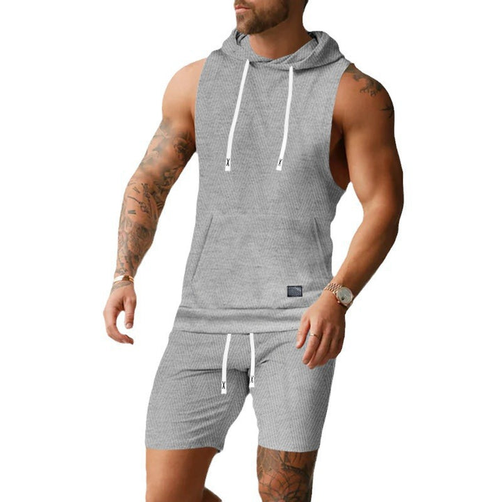 Herrer Sporty Hoodie Shirt og Shorts Sæt med innovativt Design Stilla