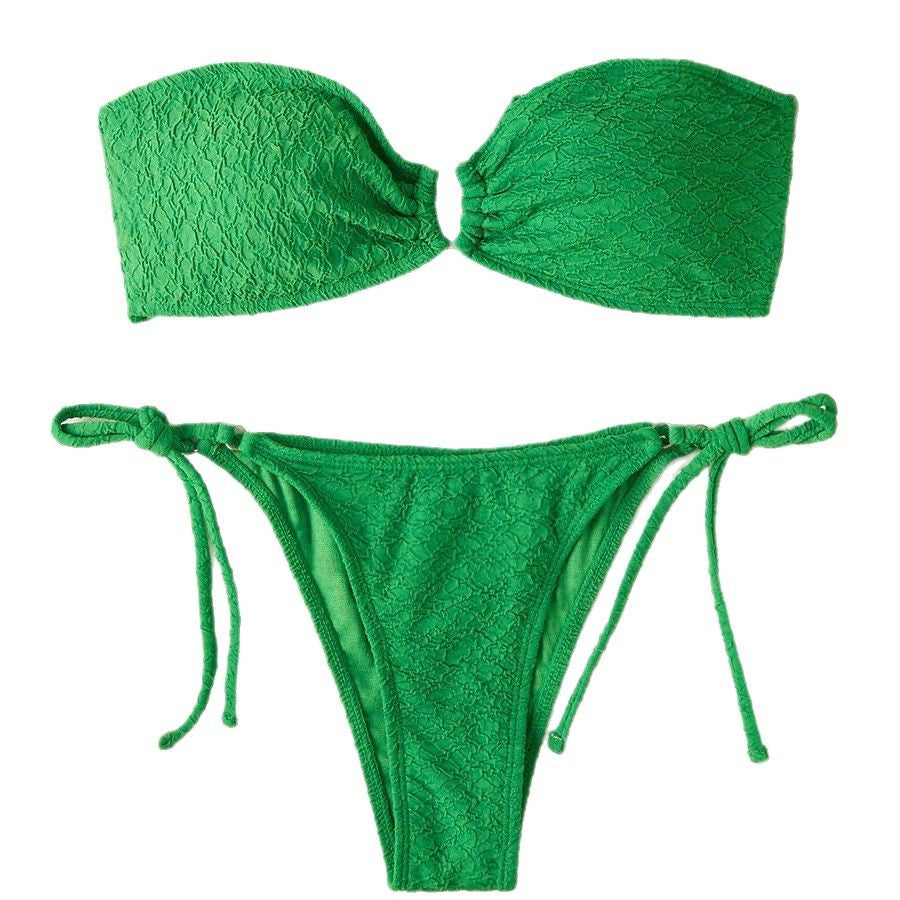Dame Bandeau Struktureret Bikini Sæt Stilla