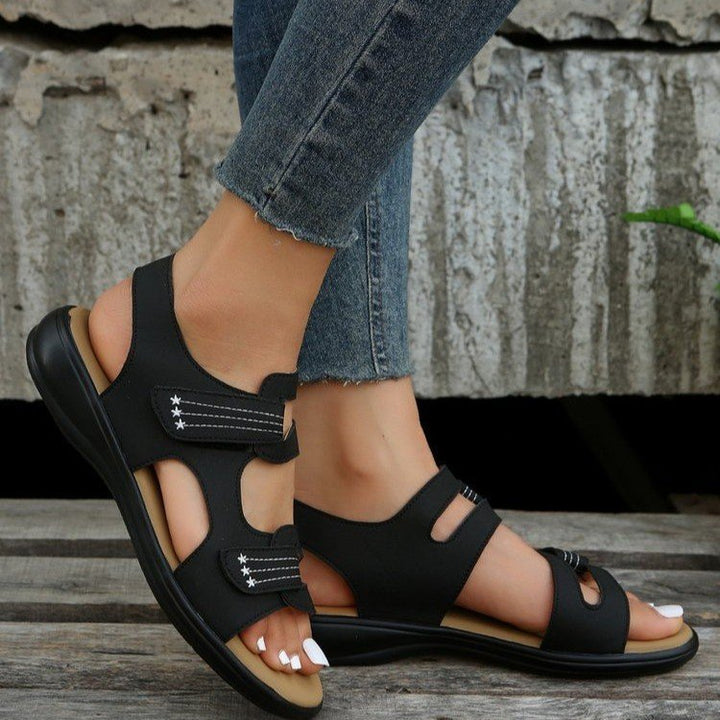 Dame Behagelige Velours-Sandaler med dobbelt Velcro-lukning og anatomisk fodseng Stilla