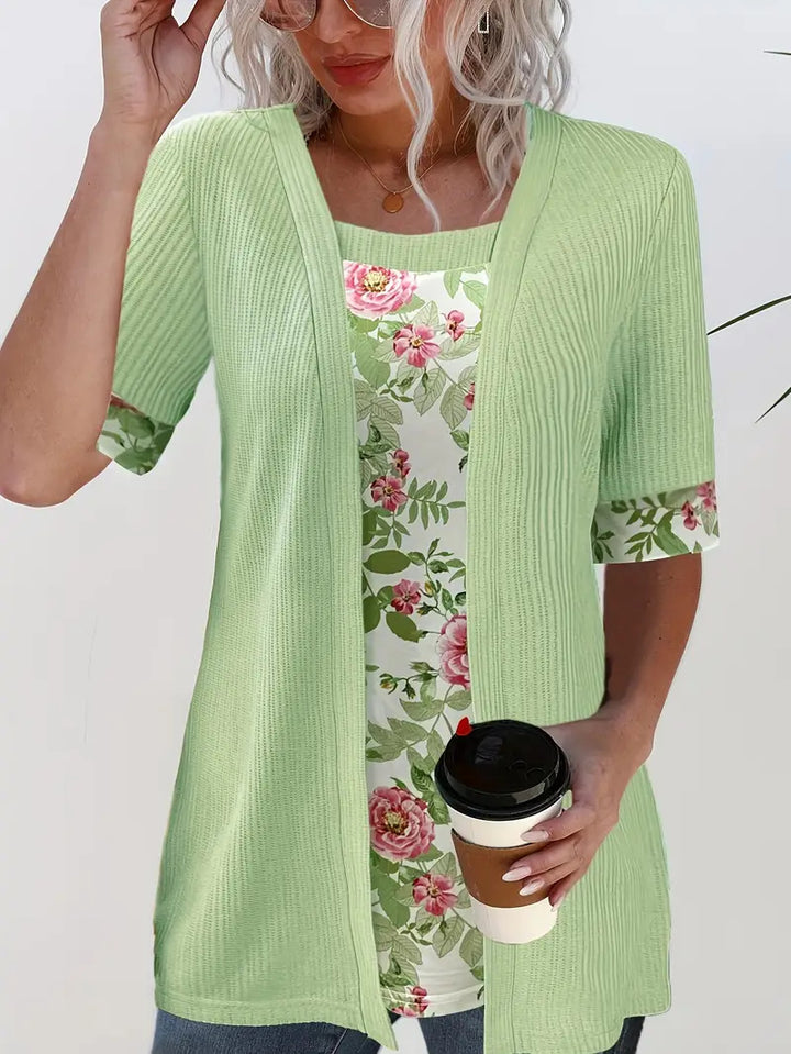 Damer casual cardigan med blomstret for Stilla