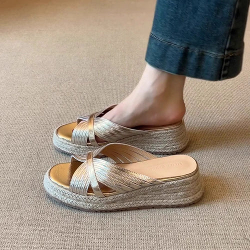 Dame Espadrille Wedge Slide Sandaler Stilla