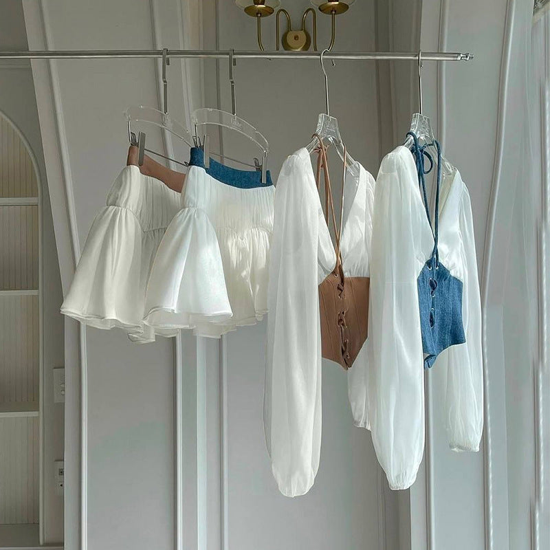 Dame moderigt Crop-Top med elegant nederdel Stilla