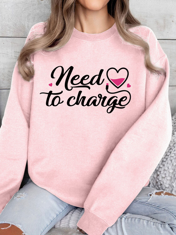 Kvindernes sweatshirt med inspirerende hjerte citat og afslappet skæring Stilla