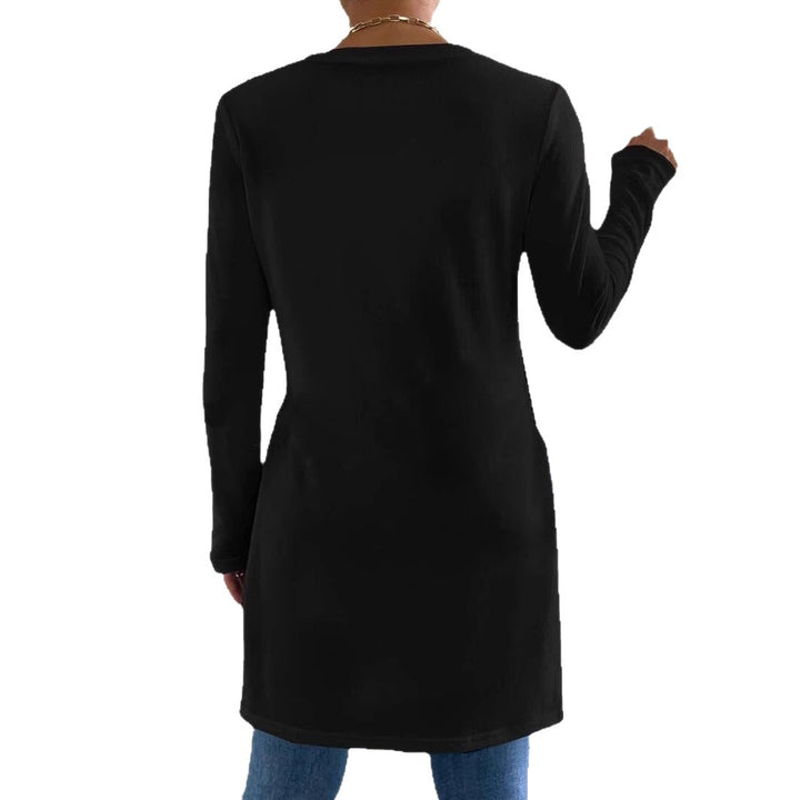 Dame fashion langærmet tunika top med sidelængder og rund pas Stilla