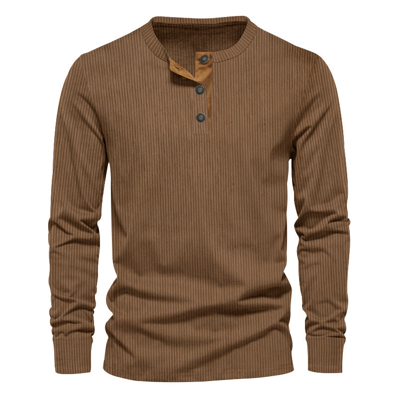 Herrer Langærmet Henley Shirt med struktureret ribtekstur og moderigtige knapdetaljer Stilla