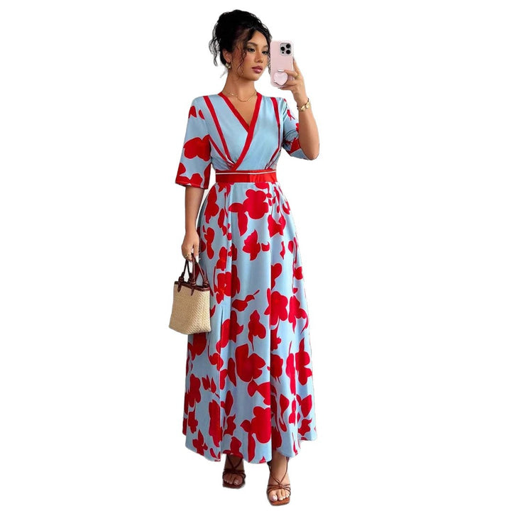 Damer Elegant Floral Wrap-Maxi-Kjole Stilla
