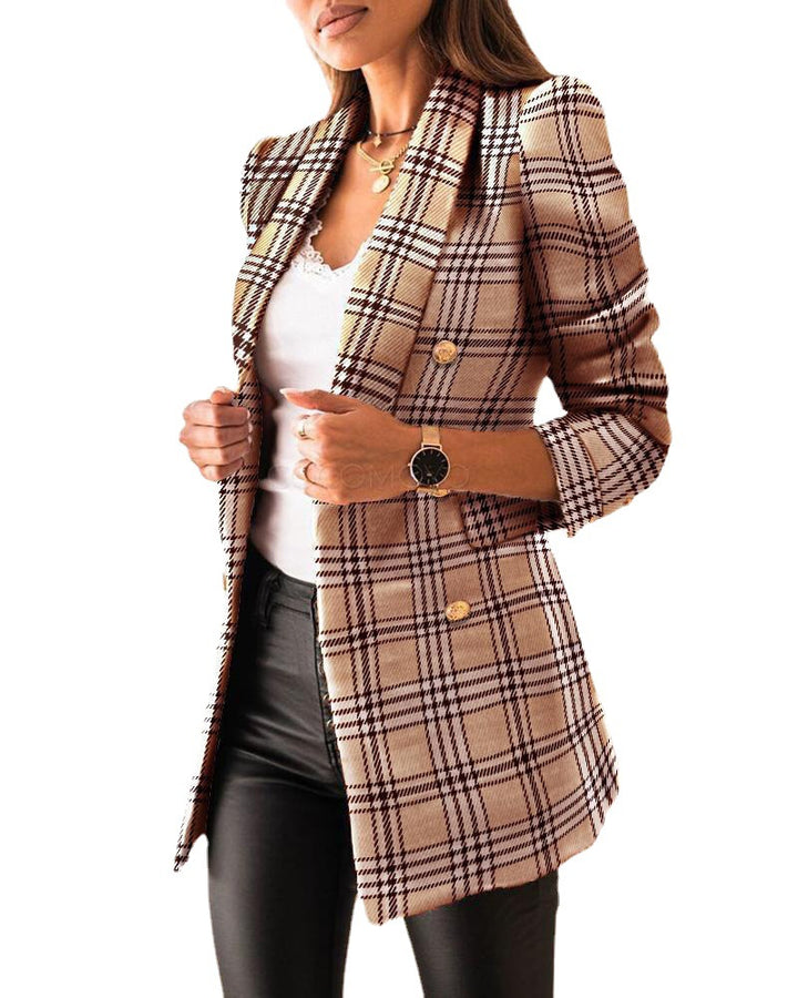 Dame ternet blazer med dobbelt knaplukning og elegante detaljer Stilla