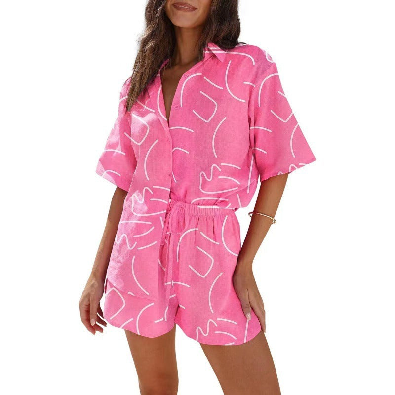 Damer Casual Knop-Up Overall Sæt Stilla