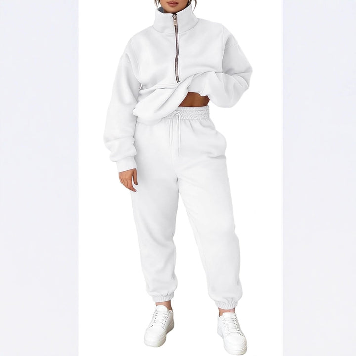 Kvinders hyggelige fleece pullover med høj krave og lynlås Stilla