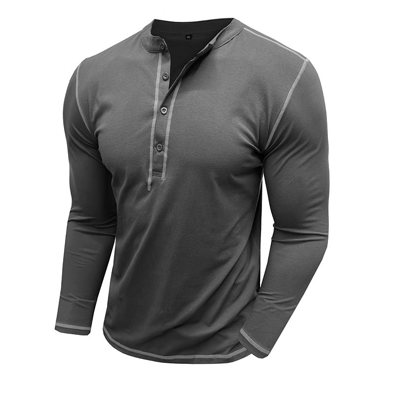 Herrer Langærmet Henley T-shirt med åndbar og elastisk stofteknologi Stilla