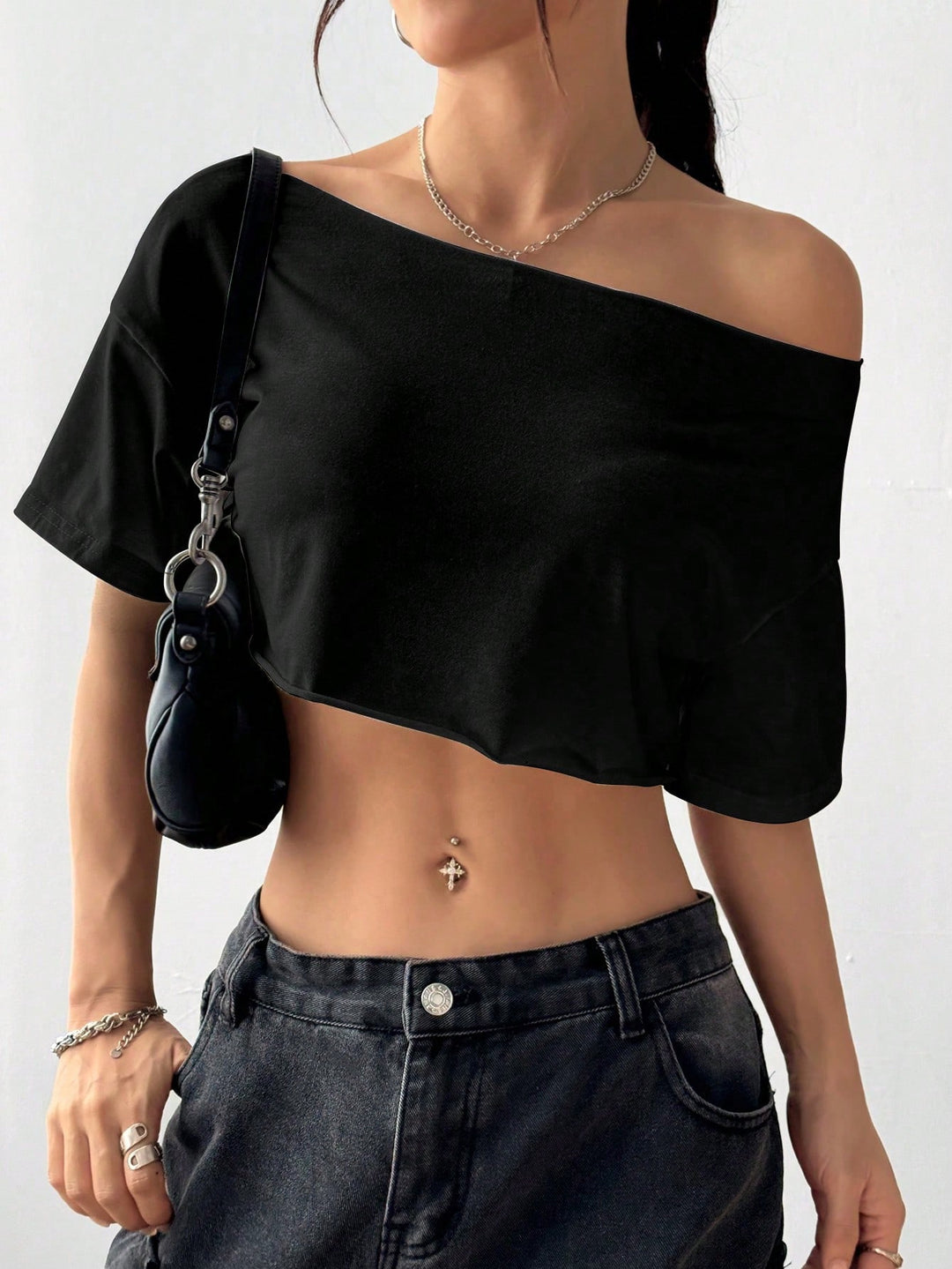Dame afslappet Off-Shoulder Crop-Top Skovae