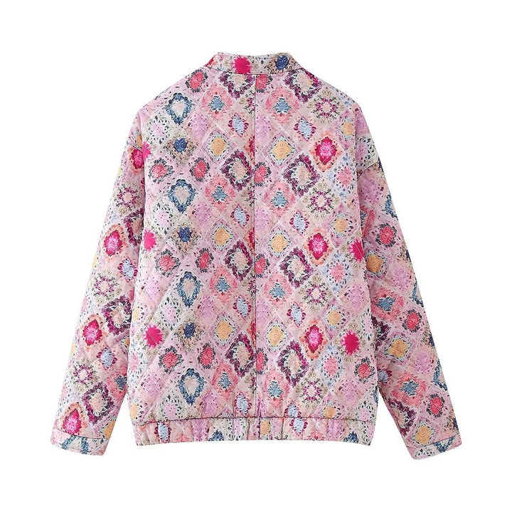 Femme Stepp-Puff-Jakke med blomster mønster Stilla