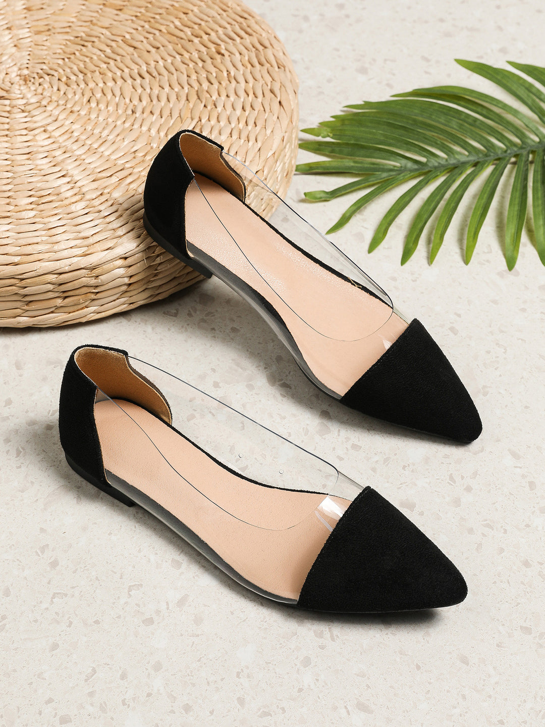 Dame ballerinas med transparent snit og trendy slangemønster Stilla