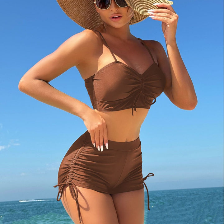 Dame Crop-Top Bikini Sæt med justerbare Rüschen Stilla