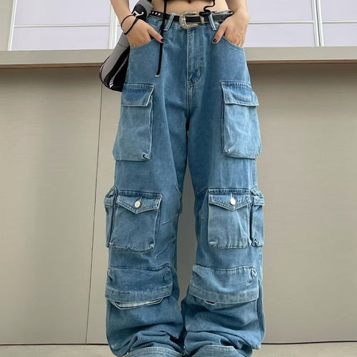 Dame Cargo-Jeans i afslappet oversized-snit med mange praktiske lommer Stilla