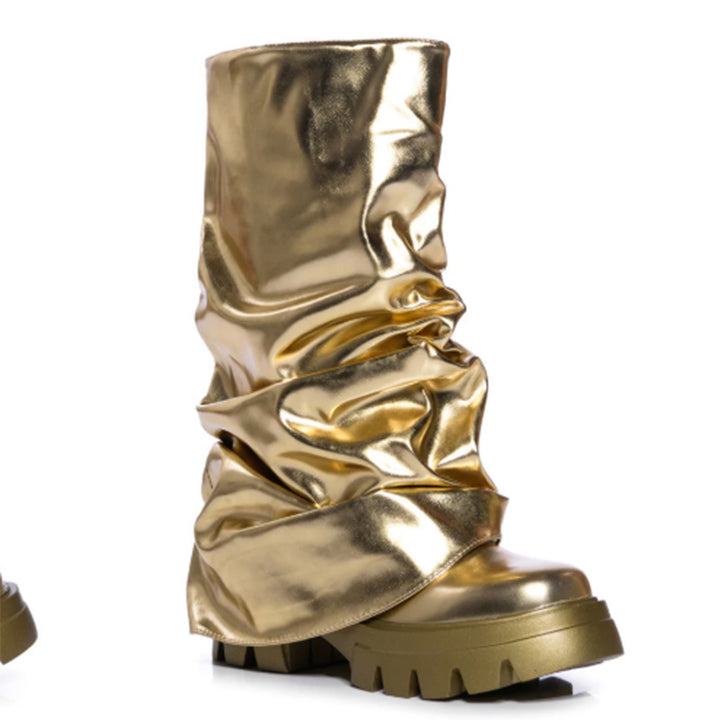 Femme Slouchy Metallic Over-knæ-støvler Stilla