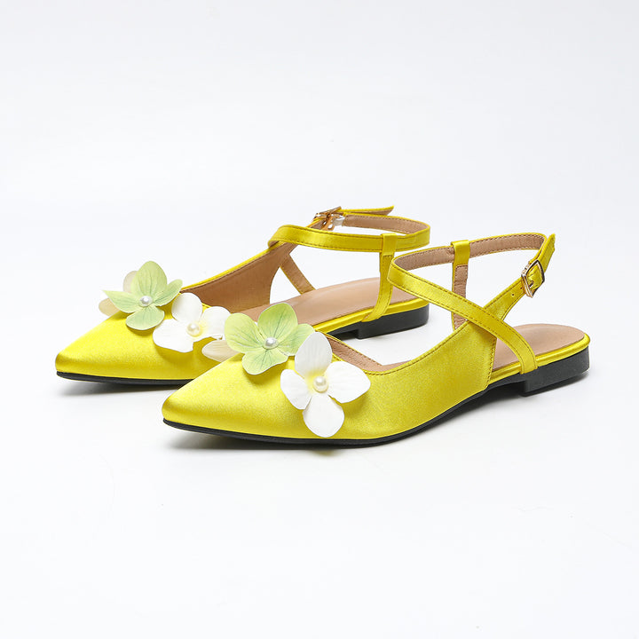 Dame Slingback Ballerinas med florale applikationer Stilla