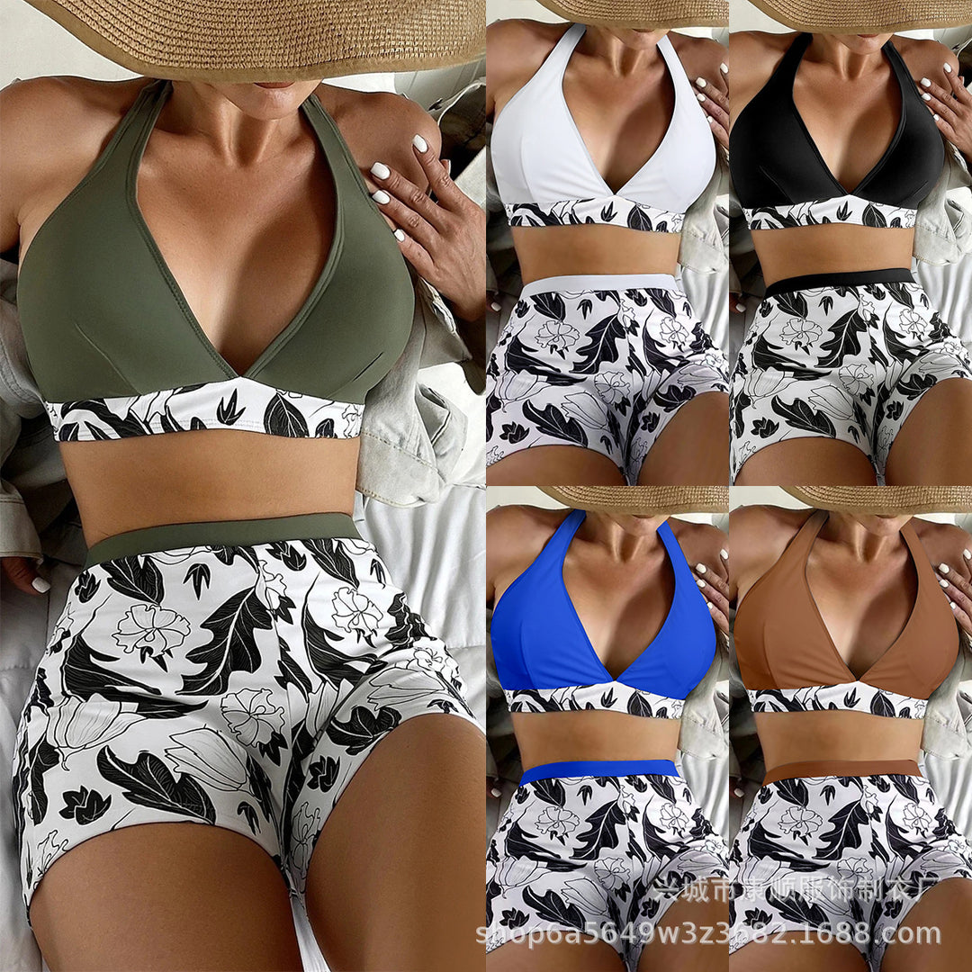 Dame to-delt sports-bikini med blomsterprint taljebånd og racerback-design Stilla
