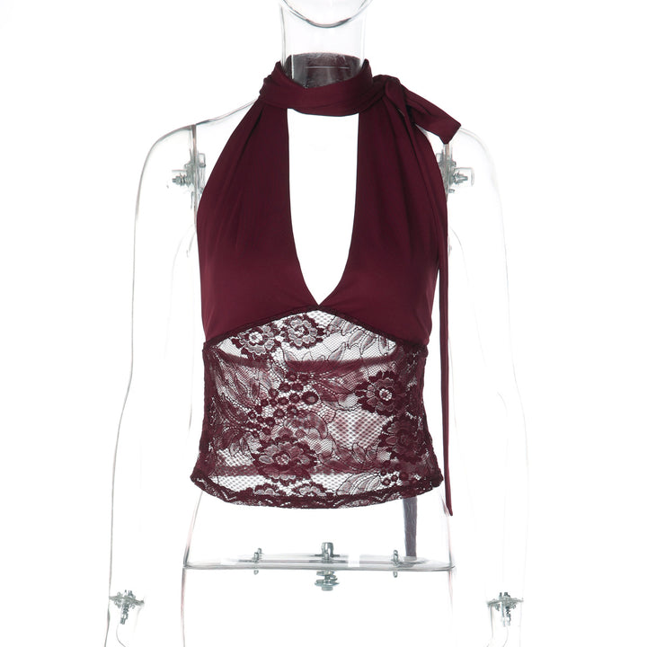 Dame Elegant Spids Top med Halterneck Skovae