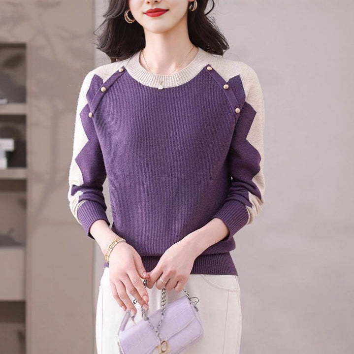 Dame casual sweater med iøjnefaldende applikationer Stilla