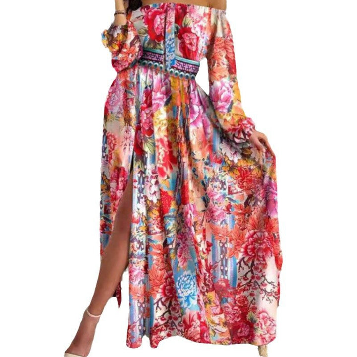 Dame Off-Shoulder Maxikjole med Slids Stilla