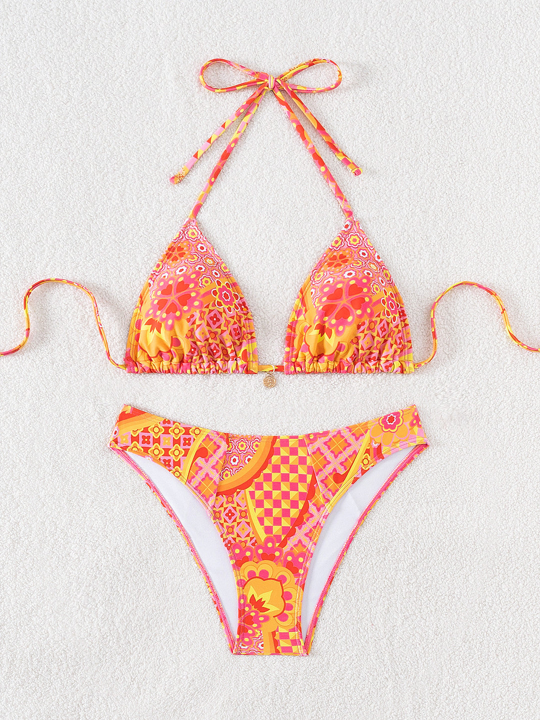 Dame triangel-bikini med legende palmeprint Skovae