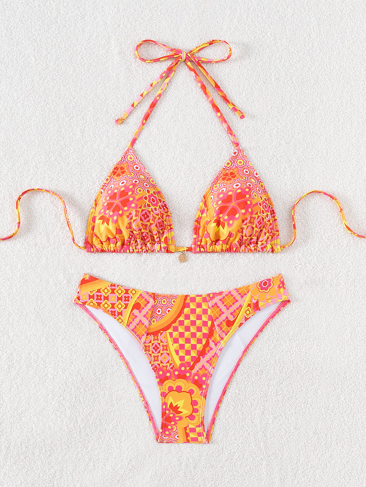 Dame triangel-bikini med legende palmeprint Skovae