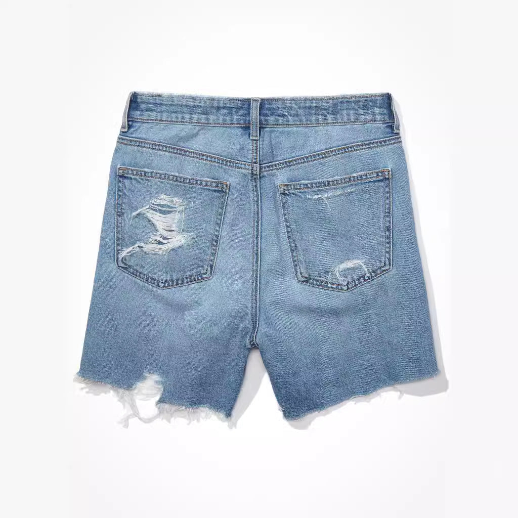 Dame moderigtige denim shorts med unikke revne detaljer og afslappet snit Stilla