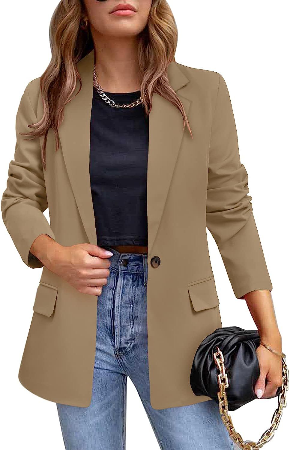 Dame trendy blazer med figursyet snit og store lommer Stilla