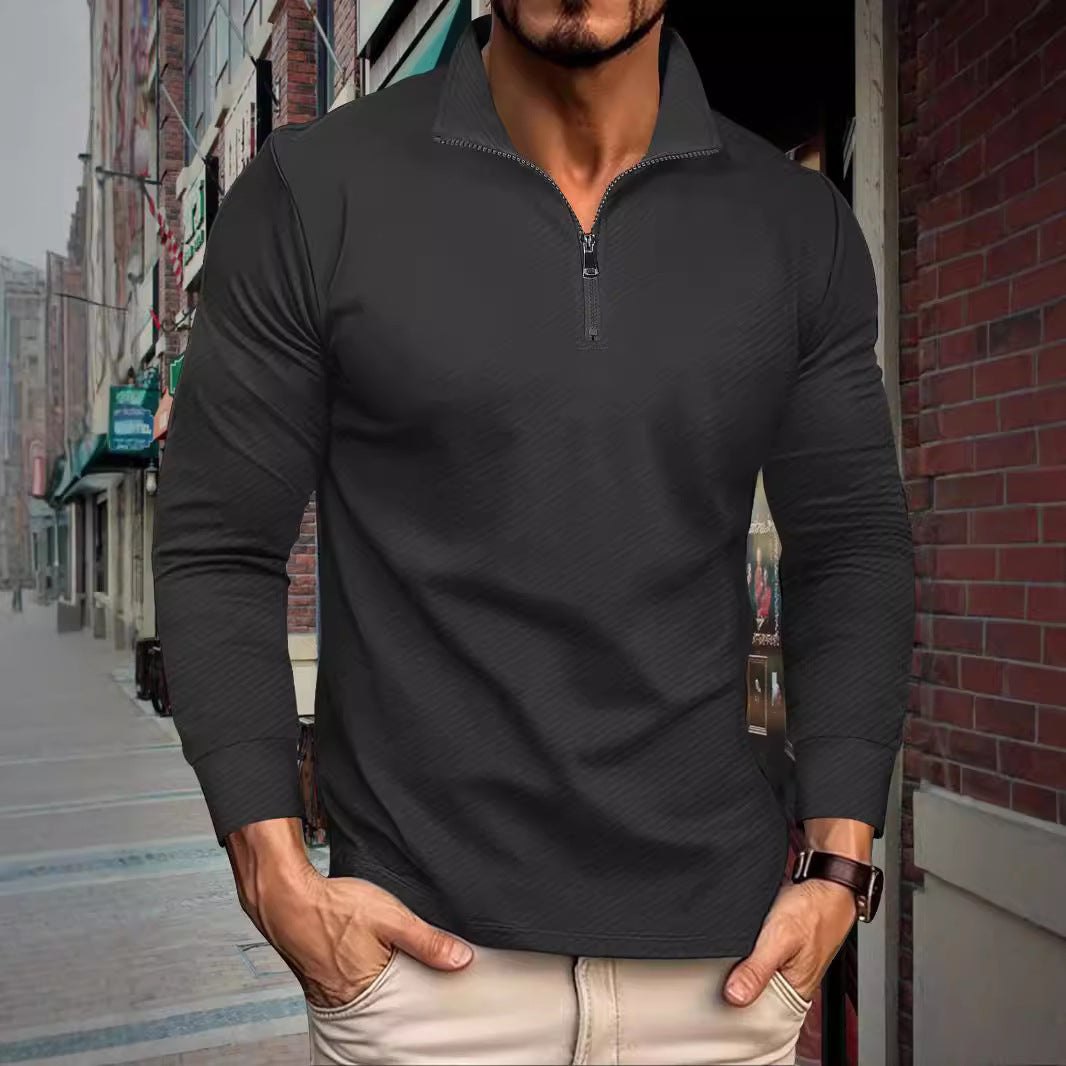 Herrer Sportiv Langærmet T-shirt med lynlås og afslappet pasform Stilla