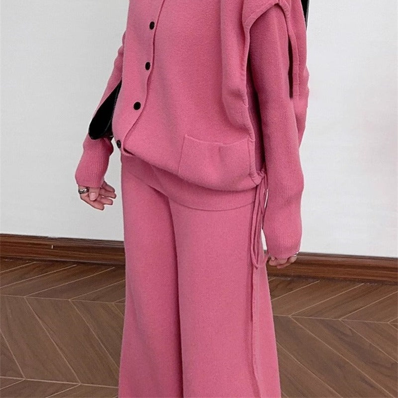 Dame Relaxed Fit Strikcardigan med knaplukning og lommer Stilla