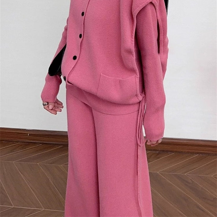 Dame Relaxed Fit Strikcardigan med knaplukning og lommer Stilla
