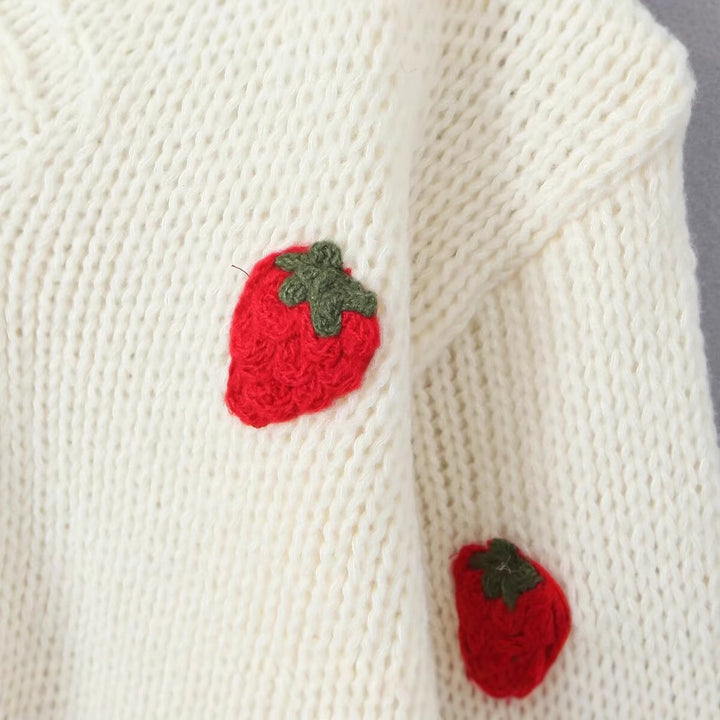 Kvinders cardigan med jordbærmotiv Stilla