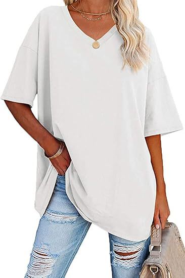 Dame afslappet V-hals T-shirt med oversize pasform Stilla