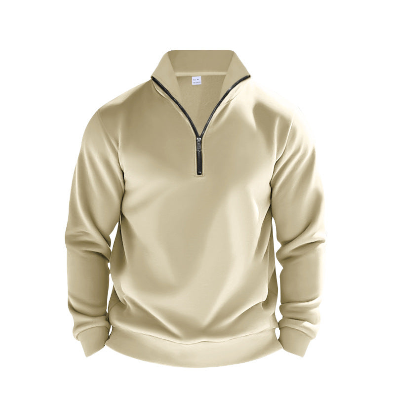 Herrer fleece-pullover med halvmolten lynlås og elastiske manchetter Stilla