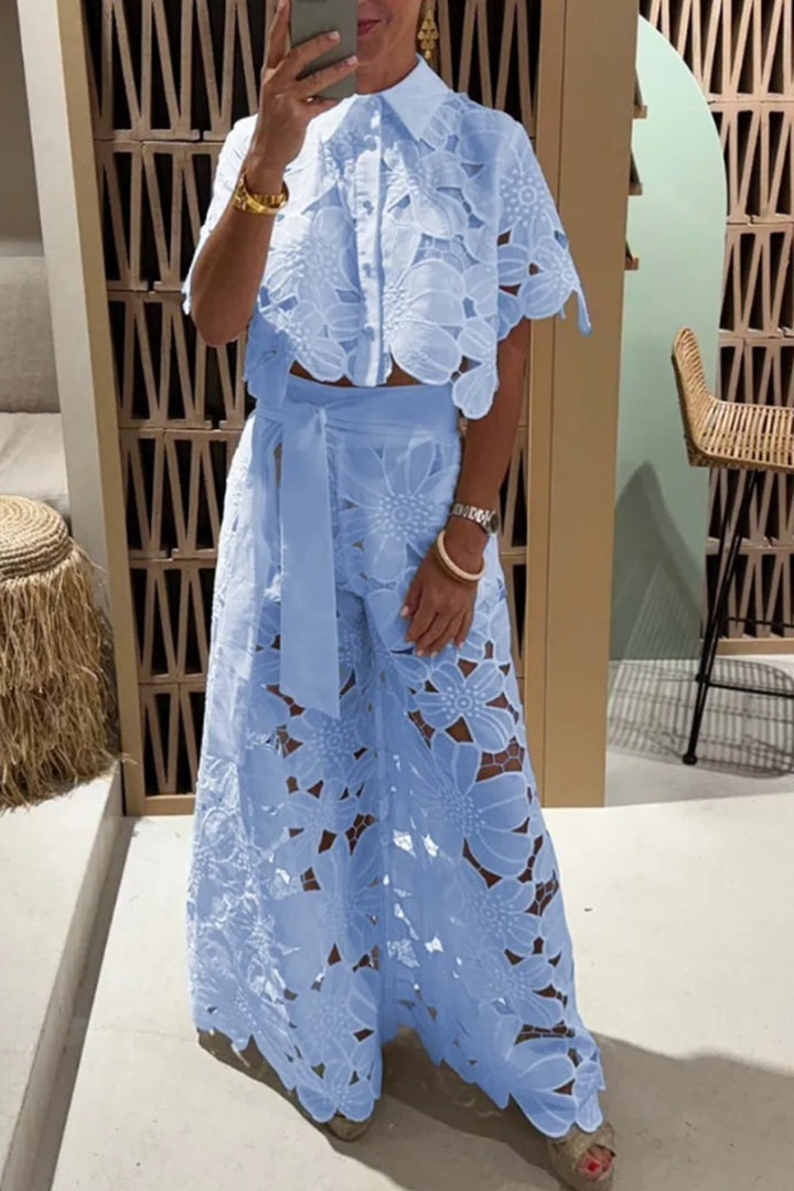 Dame Elegant Sommerdragt med blomster Spids Overlay Stilla