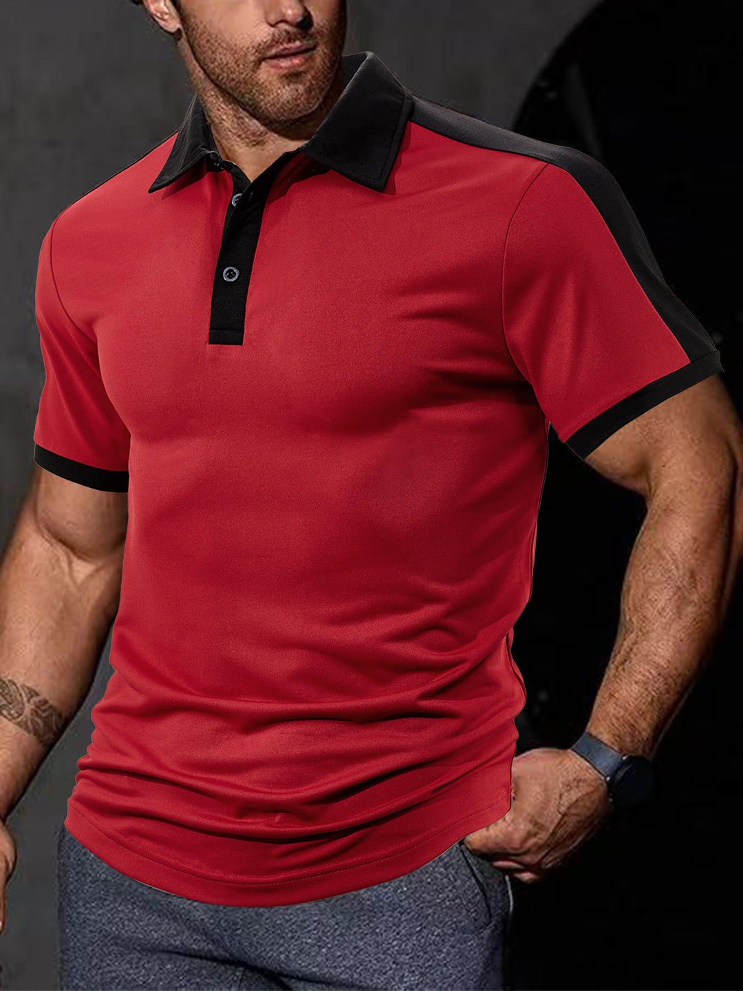 Herrer Sporty Kortärmet Poloshirt med åndbart materiale Stilla