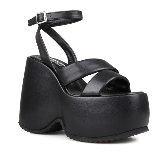 Femme Chunky Plattform Sandaler med justerbar ankelrem Stilla