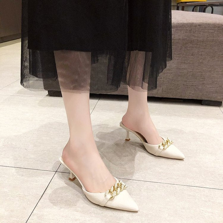 Dame elegante og mode Slingbacks med dekoreret hæl Stilla