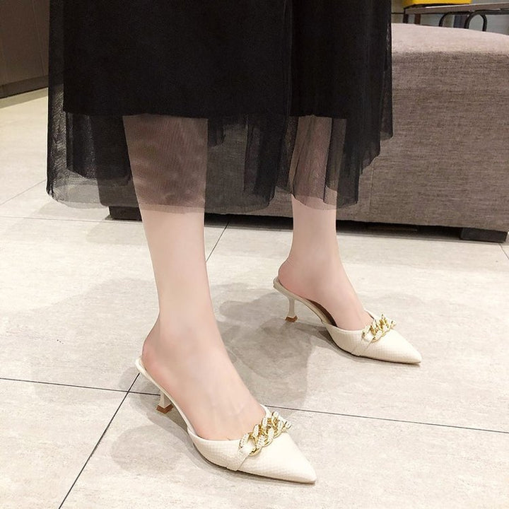 Dame elegante og mode Slingbacks med dekoreret hæl Stilla